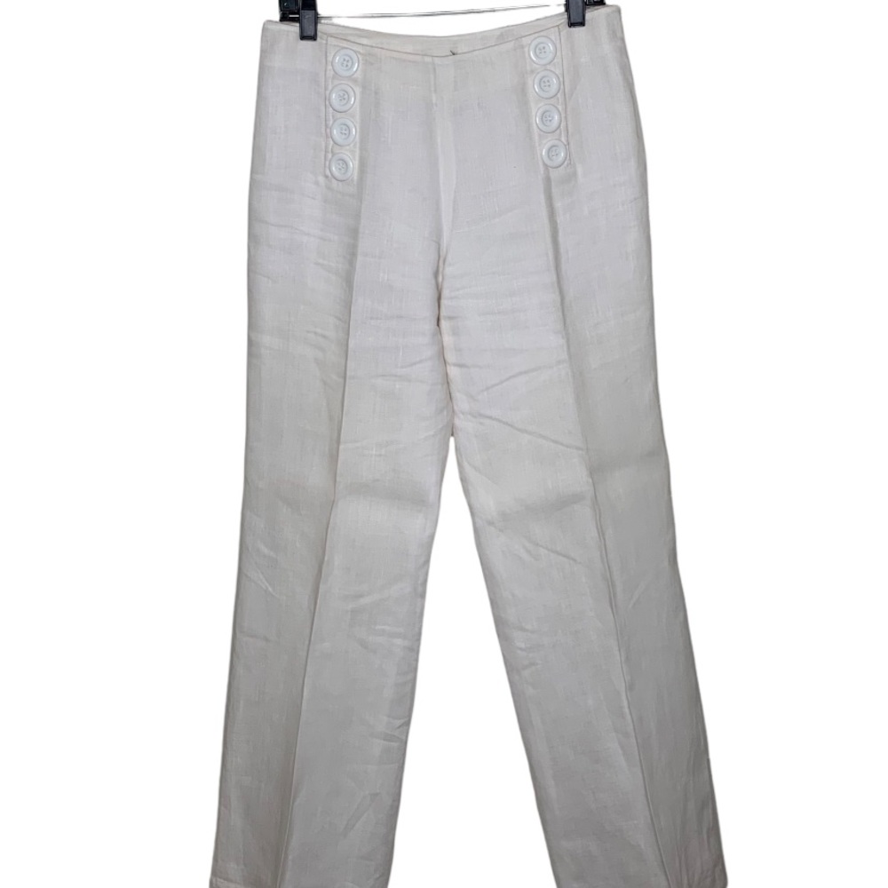 Spense Sailor Wide Leg Button Linen Pants